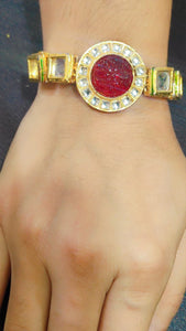 A2 Fashion Red Kundan Bracelet