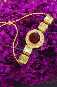 A2 Fashion Red Kundan Bracelet