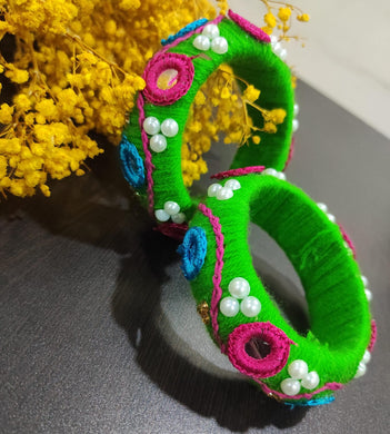 A2 Fashion Handcrafted Green Bangles(Set of 2 Bangles)