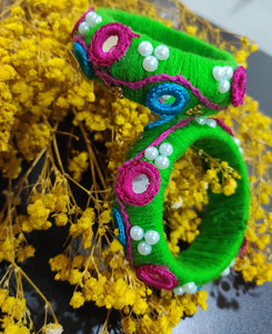 A2 Fashion Handcrafted Green Bangles(Set of 2 Bangles)