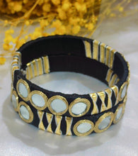 Load image into Gallery viewer, A2 Fashion Black Mirror Work Gotapatti Handmade Bangles Set Of 2 Bangles