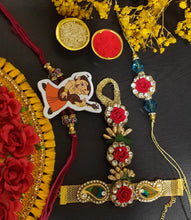 Load image into Gallery viewer, A2 Fashion Designer Rakhi Combo(1 Bhai Rakhi, 1Bhabhi Rakhi, And 1 Kid&#39;s Rakhi)