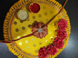 A2 Fashion Floral Yellow Decorative Kumkum Tilak Plate