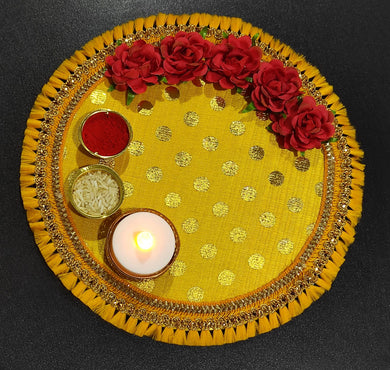 A2 Fashion Floral Yellow Decorative Kumkum Tilak Plate