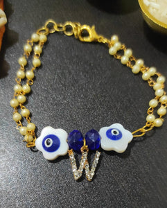 A2 Fashion Name Personalized Evil Eye Bracelet Rakhi "Letter W"