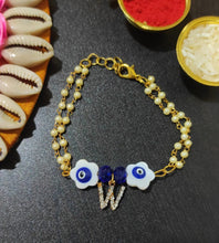 Load image into Gallery viewer, A2 Fashion Name Personalized Evil Eye Bracelet Rakhi &quot;Letter W&quot;