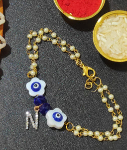 A2 Fashion Name Personalized Evil Eye Bracelet Rakhi "Letter N"