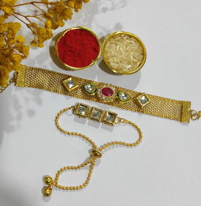 A2 Fashion Premium Kundan Couple Rakhi