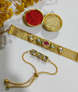 A2 Fashion Premium Kundan Couple Rakhi