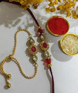 A2 Fashion Premium Kundan Couple Rakhi