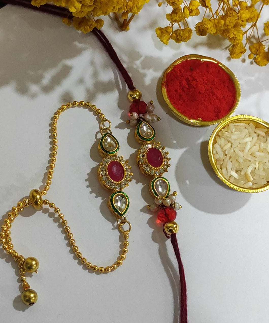 A2 Fashion Premium Kundan Couple Rakhi