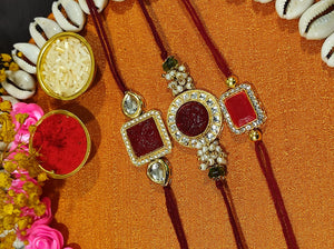 A2 Fashion Fancy Kundan Rakhi (Pack Of 3)