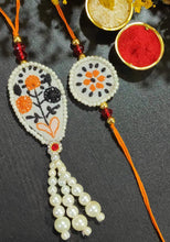 Load image into Gallery viewer, A2 Fashion Exclusive Chikankari Couple Rakhi Set