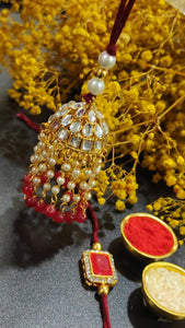 A2 Fashion Premium Kundan Rakhi And Lumba Set