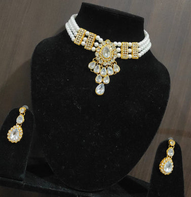 A2 Fashion Stone Work White Party Wear Necklace