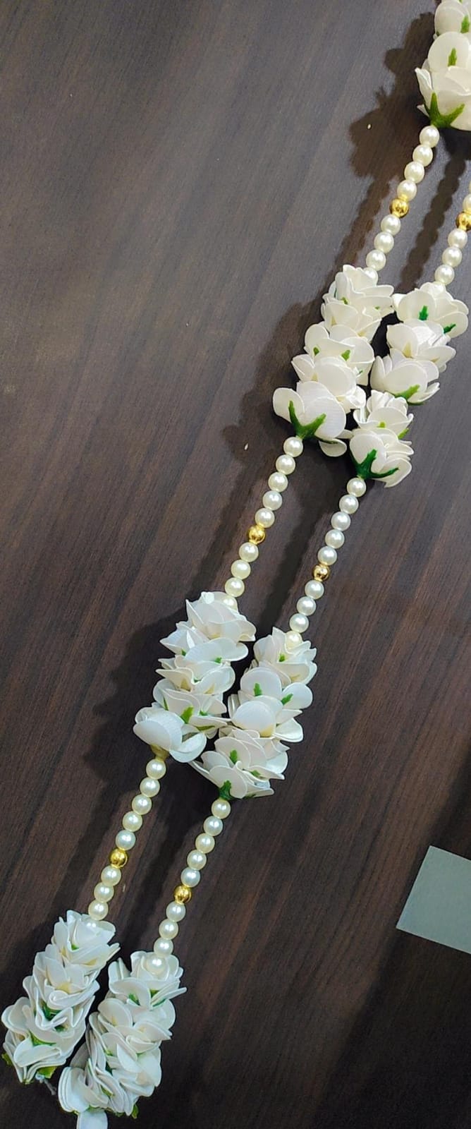 A2 Fashion White Floral Strings For Mandir Decoration(Set Of 5)