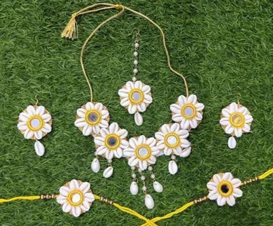 A2 Fashion Kawri /Shell Jewellery set For Haldi Mehndi Function