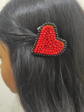 A2 Fashion Handmade Red Heart Kids Hair Clip/ Alligator hair Clips Set Of 2