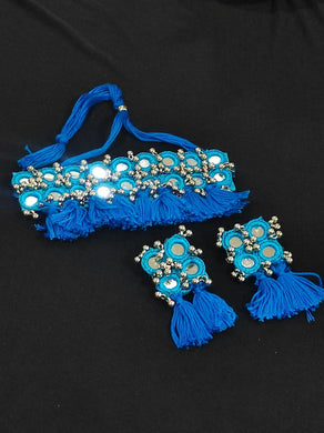 A2 Fashion Mirror Work Handmade Boho Choker Earring Set