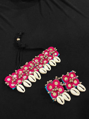 A2 Fashion Mirror Work Handmade Boho Choker Earring Set