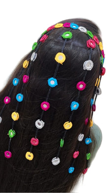 A2 Fashion Multicolour Mirror Work Trending Hair Accessory/ Hair Band For Girls