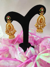 Load image into Gallery viewer, Kashmiri Gold Plated  Jhumka Earrings |  Traditional Gold Look Ethnic Brass Jewellery