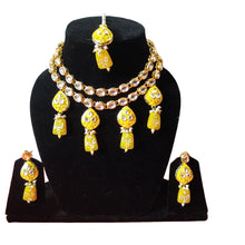 Load image into Gallery viewer, A2 Fashion Basanti Yellow Kundan Bridal Jewellery Set | Handcrafted Haldi &amp; Wedding Necklace Set