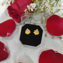 Load image into Gallery viewer, Gold Finish CZ Stud Earrings with Pink Stone for Women