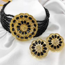 Load image into Gallery viewer, Black American Diamond Beaded Choker Set