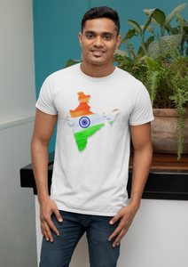 A2 Fashion Indian Flag Tri-color White Round Neck T-Shirt