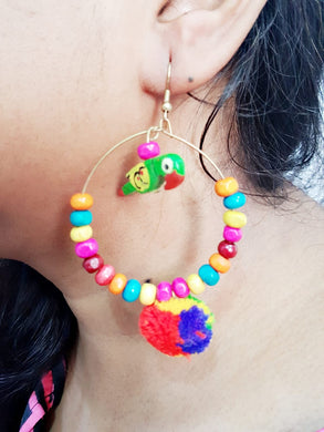 Trendy Multicolored Beaded Parrot Earring