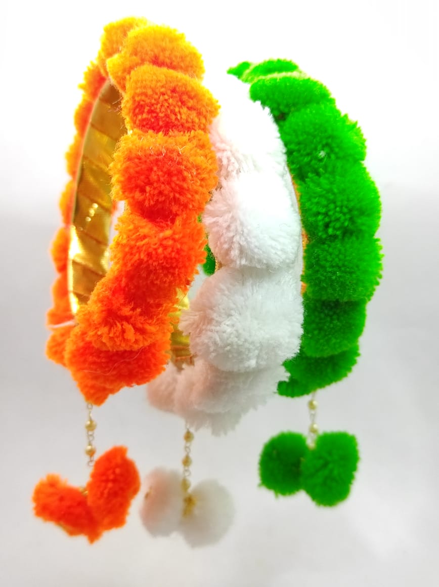 Tri-Color Pompom Bangles