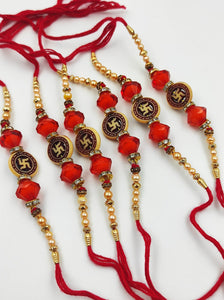 A2 Fashion Wooden Plated Fancy Beaded Rakhi