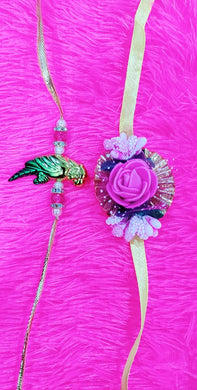 Exclusive Handmade Beaded Floral Rakhi ( Set of 2)