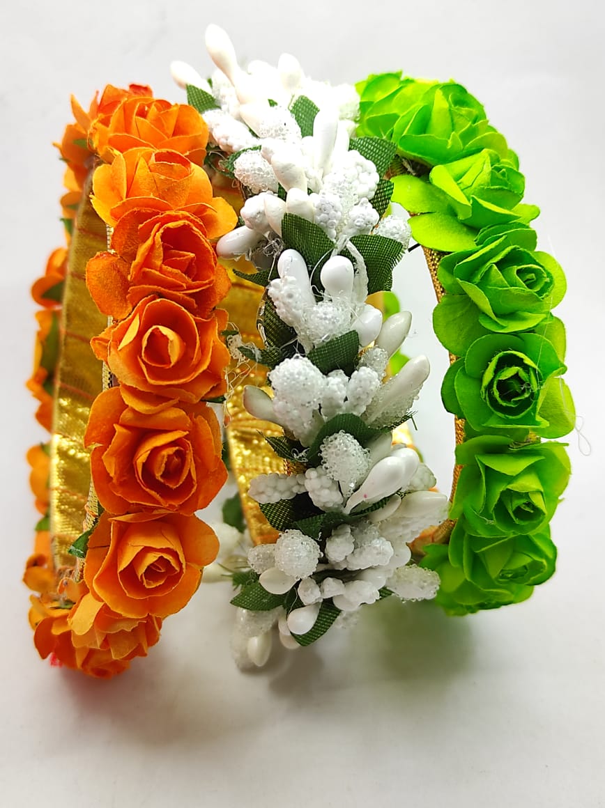 Tri-Colour Flower Bangles