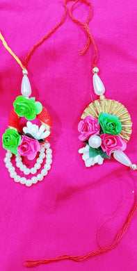 Exclusive Handmade Beaded Floral Bhaiya Bhabhi Rakhi Set