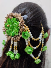 Load image into Gallery viewer, A2 Fashion Flower Embellished Latest Design Beaded Multilayered Hair Accessories/Gajra/Hair Jewellery