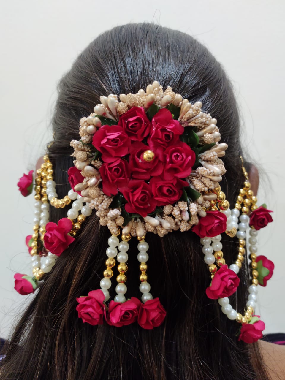 A2 Fashion Flower Embellished Latest Design Beaded Multilayered Hair Accessories/Gajra/Hair