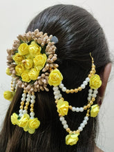 Load image into Gallery viewer, A2 Fashion Flower Embellished Latest Design Beaded Multilayered Hair Accessories/Gajra/Hair Jewellery