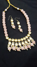 Load image into Gallery viewer, Gold Plated Beaded Kundan Necklace And Earring Set