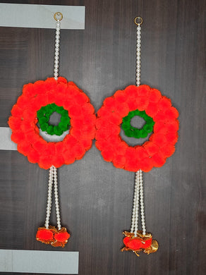 Orange And Green Pompom Door Hangings