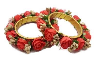 A2 Fashion Handmade Red Flower Bangle For Women and Girls