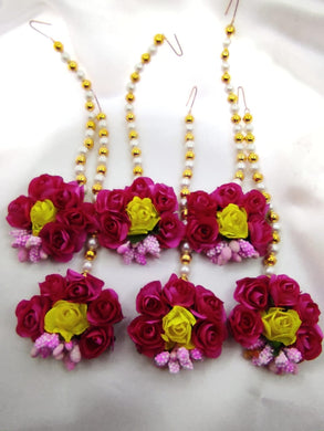 A2 Fashion Multicolour Flower Maangtika For Haldi/Mehndi Giveaways