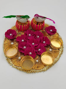 A2 Fashion Diwali Decorative Floral Gota Patti Candle Holder