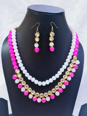 Kundan Necklace With Bead Drops