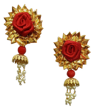 Bridal Gota Flower Wedding Earring For Mehndi And Sangeet