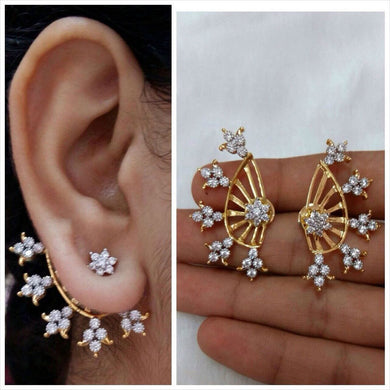 A2 Fashion Gold Plated American Diamond Designer Studs Earring