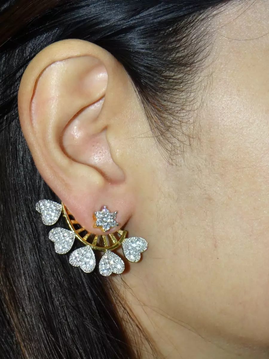 Buy Floral Front Back Earrings - Ear Jacket - Dainty Ear Jacket - Gold  Earrings - Ear Jacket Earrings - Minimal Earring - Dainty Ear Jacket at  Amazon.in