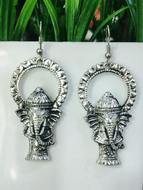 Lord Ganesha Oxidized Earrings For Women