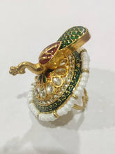 Load image into Gallery viewer, A2 Fashion Gold Plated Kundan Meenakari Party Wear Peacock Ring For women